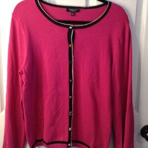 Spense Knits, XL Hot Pink with Black piping; Artistic, Wearable Art/cute buttons